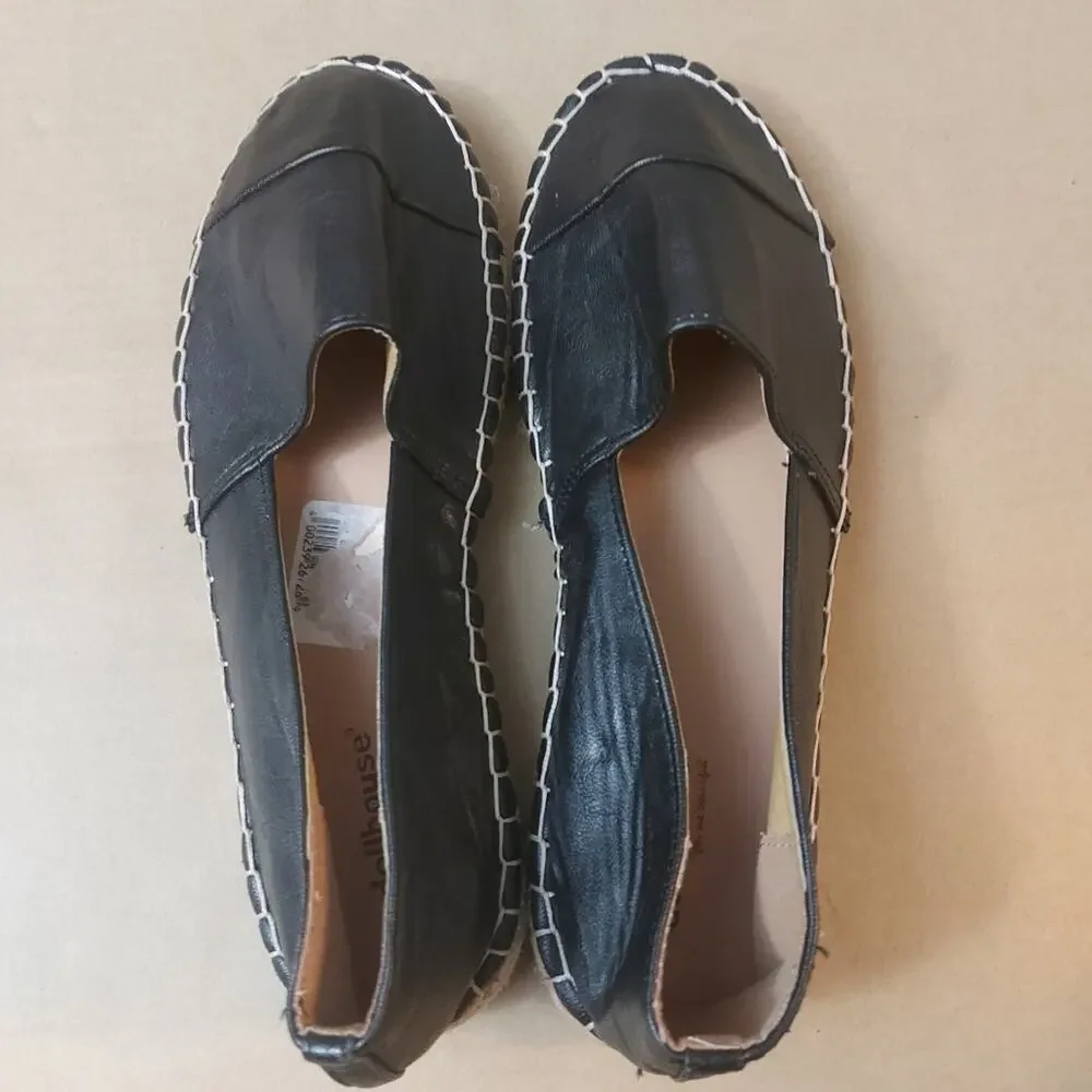 Dollhouse Selfie Black Faux Leather Slip On Espadrille 8.5 Comfy Shoes Footwear